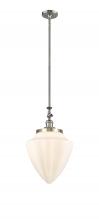  206-SN-G661-12 - Bullet - 1 Light - 12 inch - Brushed Satin Nickel - Stem Hung - Mini Pendant