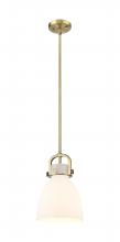 Innovations Lighting 410-1SS-BB-G412-8WH - Newton Bell - 1 Light - 8 inch - Brushed Brass - Mini Pendant