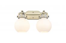 Innovations Lighting 410-2W-BB-G410-7WH - Newton Sphere - 2 Light - 17 inch - Brushed Brass - Bath Vanity Light