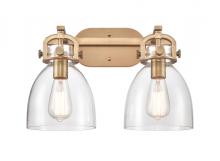  410-2W-BB-G412-7CL - Newton Bell - 2 Light - 17 inch - Brushed Brass - Bath Vanity Light