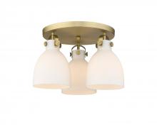 Innovations Lighting 410-3F-BB-G412-7WH - Newton Bell - 3 Light - 18 inch - Brushed Brass - Flush Mount