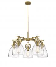  410-5CR-BB-G412-7CL - Newton Bell - 5 Light - 26 inch - Brushed Brass - Chandelier