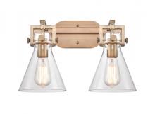 Innovations Lighting 411-2W-BB-G411-7CL - Newton Cone - 2 Light - 17 inch - Brushed Brass - Bath Vanity Light