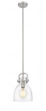 Innovations Lighting 412-1S-SN-8CL - Newton Bell - 1 Light - 8 inch - Brushed Satin Nickel - Cord hung - Mini Pendant