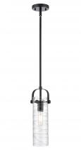  423-1S-BK-G423-12DE - Pilaster II Cylinder - 1 Light - 12 inch Long Glass - Matte Black - Pendant