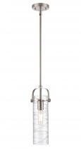 Innovations Lighting 423-1S-SN-G423-12DE - Pilaster II Cylinder - 1 Light - 12 inch Long Glass - Satin Nickel - Pendant