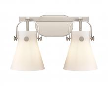 Innovations Lighting 423-2W-SN-G411-6WH - Pilaster II Cone - 2 Light - 17 inch - Satin Nickel - Bath Vanity Light