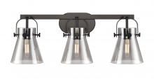 Innovations Lighting 423-3W-BK-G411-6SM - Pilaster II Cone - 3 Light - 27 inch - Matte Black - Bath Vanity Light