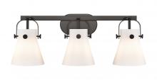 Innovations Lighting 423-3W-BK-G411-6WH - Pilaster II Cone - 3 Light - 27 inch - Matte Black - Bath Vanity Light