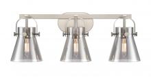 Innovations Lighting 423-3W-SN-G411-6SM - Pilaster II Cone - 3 Light - 27 inch - Satin Nickel - Bath Vanity Light