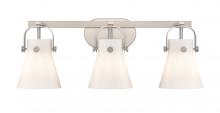  423-3W-SN-G411-6WH - Pilaster II Cone - 3 Light - 27 inch - Satin Nickel - Bath Vanity Light