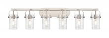 Innovations Lighting 423-6W-SN-G423-7DE - Pilaster II Cylinder - 6 Light - 44 inch - Satin Nickel - Bath Vanity Light