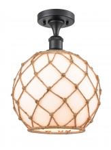 Innovations Lighting 516-1C-BK-G121-10RB - Farmhouse Rope - 1 Light - 10 inch - Matte Black - Semi-Flush Mount