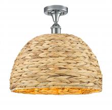 Innovations Lighting 516-1C-PC-RBD-16-NAT - Woven Rattan - 1 Light - 16 inch - Polished Chrome - Semi-Flush Mount