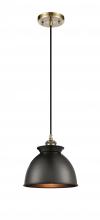  516-1P-AB-M14-BK-LED - Adirondack - 1 Light - 8 inch - Antique Brass - Cord hung - Mini Pendant