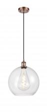 Innovations Lighting 516-1P-AC-G122-12 - Athens - 1 Light - 12 inch - Antique Copper - Cord hung - Mini Pendant