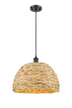 Innovations Lighting 516-1P-BK-RBD-16-NAT - Woven Rattan - 1 Light - 16 inch - Matte Black - Mini Pendant