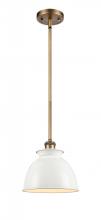  516-1S-BB-M14-W - Adirondack - 1 Light - 8 inch - Brushed Brass - Mini Pendant