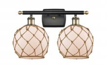 Innovations Lighting 516-2W-BAB-G121-8RB - Farmhouse Rope - 2 Light - 18 inch - Black Antique Brass - Bath Vanity Light