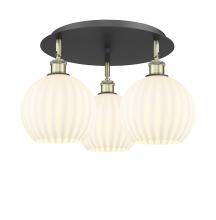  516-3C-BAB-G1217-8WV - White Venetian - 3 Light - 20 inch - Black Antique Brass - Flush Mount