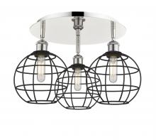 Innovations Lighting 516-3C-PN-CE-8-BK - Lake Placid - 3 Light - 20 inch - Polished Nickel - Flush Mount