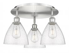  516-3C-SN-GBD-754 - Bristol - 3 Light - 19 inch - Satin Nickel - Flush Mount