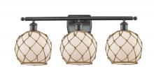 Innovations Lighting 516-3W-BK-G121-8RB-LED - Farmhouse Rope - 3 Light - 28 inch - Matte Black - Bath Vanity Light