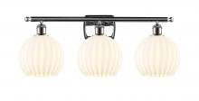  516-3W-PC-G1217-8WV - White Venetian - 3 Light - 28 inch - Polished Chrome - Bath Vanity Light