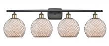 Innovations Lighting 516-4W-BAB-G121-8CBK - Farmhouse Chicken Wire - 4 Light - 38 inch - Black Antique Brass - Bath Vanity Light