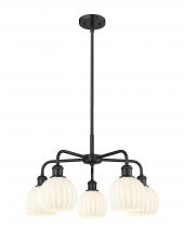 Innovations Lighting 516-5CR-BK-G1217-6WV - White Venetian - 5 Light - 24 inch - Matte Black - Chandelier