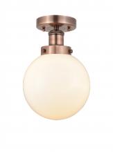 Innovations Lighting 616-1F-AC-G201-8 - Beacon - 1 Light - 8 inch - Antique Copper - Semi-Flush Mount