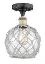  616-1F-BAB-G122-8RW - Farmhouse Rope - 1 Light - 8 inch - Black Antique Brass - Semi-Flush Mount