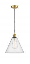  616-1P-SG-GBC-124-LED - Berkshire - 1 Light - 12 inch - Satin Gold - Cord hung - Mini Pendant