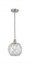 Innovations Lighting 616-1P-SN-G122-8RW-LED - Farmhouse Rope - 1 Light - 8 inch - Brushed Satin Nickel - Cord hung - Mini Pendant