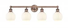  616-4W-AC-G1217-6WV - White Venetian - 4 Light - 33 inch - Antique Copper - Bath Vanity Light