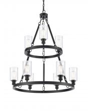  8203-BK-G802-LED - Clymer - 9 Light - 30 inch - Matte Black - Chain Hung - Chandelier