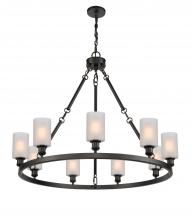  840-BK-G801 - Clymer - 9 Light - 40 inch - Matte Black - Chain Hung - Chandelier