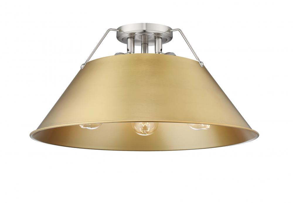 Orwell PW 3 Light Flush Mount in Pewter with Brushed Champagne Bronze shade