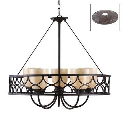 Five Light Corsini Bronze Verano Sol Glass Up Chandelier