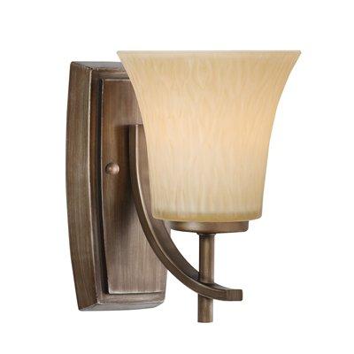 One Light Silvered Taupe Ridged Sand Glass Bathroom Sconce