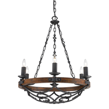 Golden 1821-6 BI - Madera 6-Light Chandelier in Black Iron