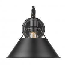 Golden 3306-1W BLK-BLK - Orwell BLK 1 Light Wall Sconce in Matte Black with Matte Black shade