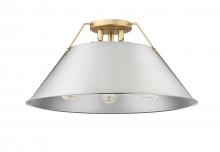 Golden 3306-3FM BCB-PW - Orwell BCB 3 Light Flush Mount in Brushed Champagne Bronze with Pewter shade