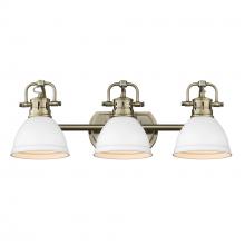  3602-BA3 AB-WHT - Duncan 3 Light Bath Vanity in Aged Brass with a Matte White Shade