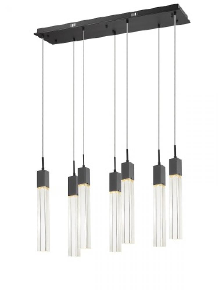 The Original Glacier Avenue Collection Chrome 7 Light Pendant Fixture with Clear Crystal