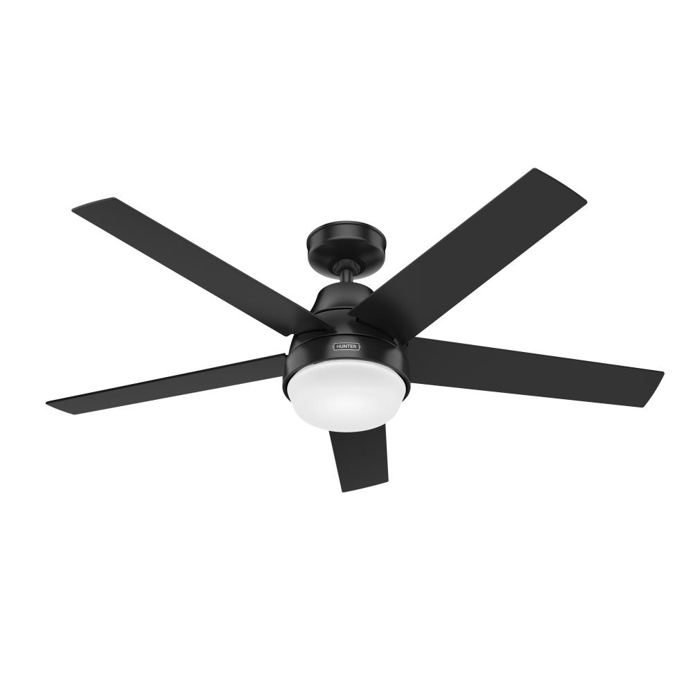 Hunter 52 inch Aerodyne Wi-Fi Matte Black Ceiling Fan with LED Light Kit and Handheld Remote