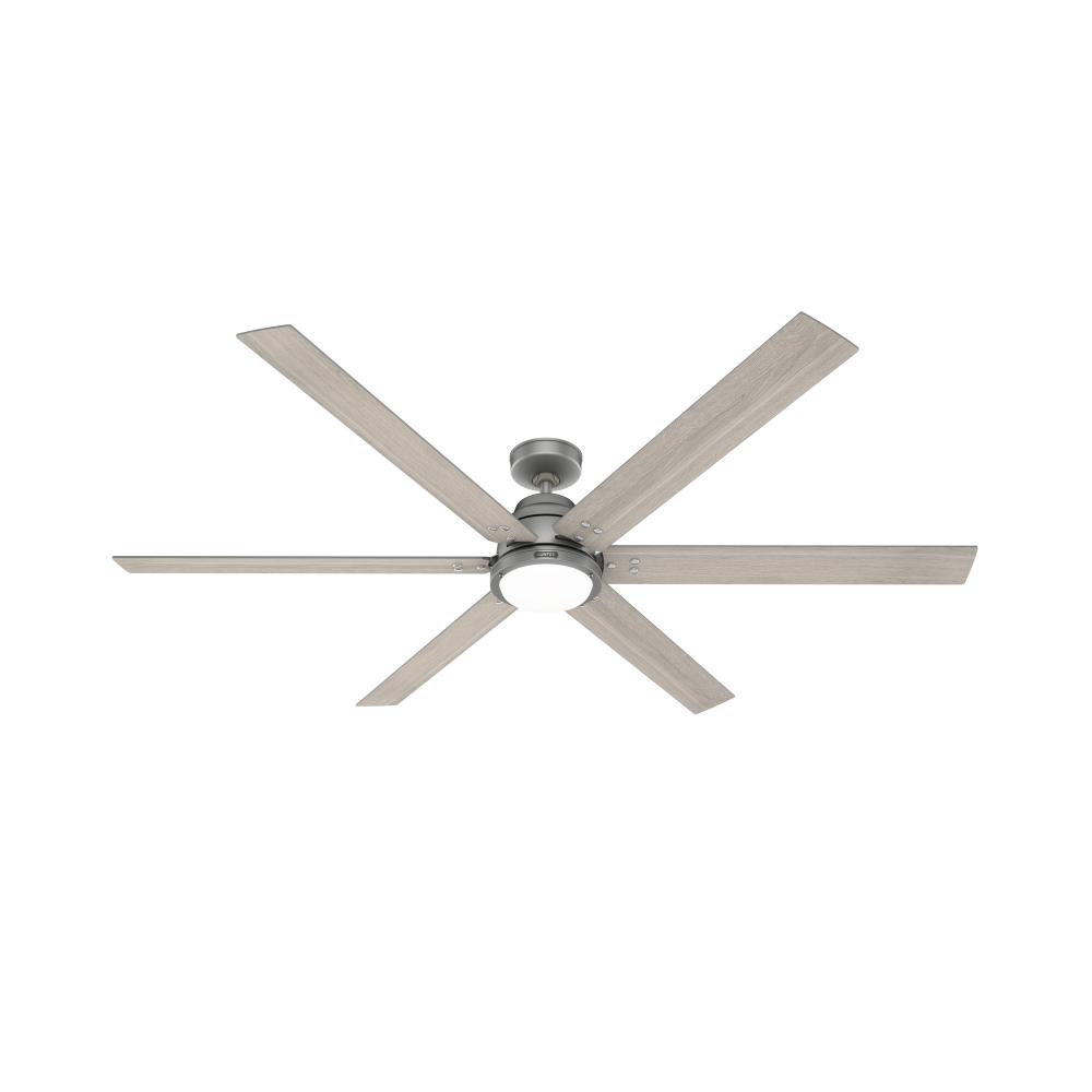 Hunter 72 inch Gravity Wi-Fi ENERGY STAR® Matte Silver Ceiling Fan with LED LT Kit & Handheld Remote