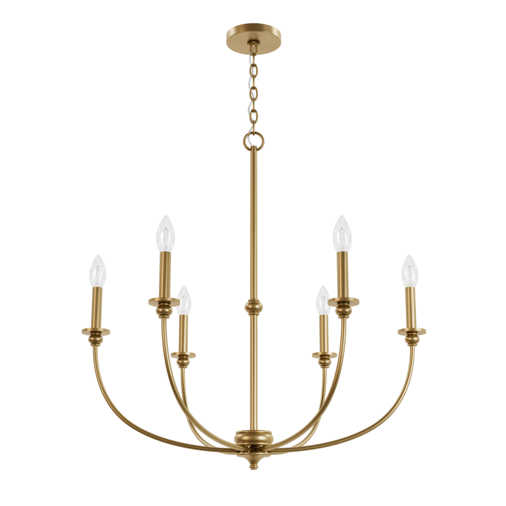 Hunter Southcrest Luxe Gold 6 Light Chandelier Ceiling Light Fixture