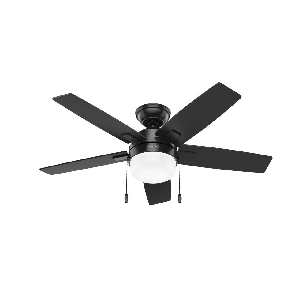 Hunter 44 inch Anisten ENERGY STAR® Matte Black Ceiling Fan with LED Light Kit and Pull Chain