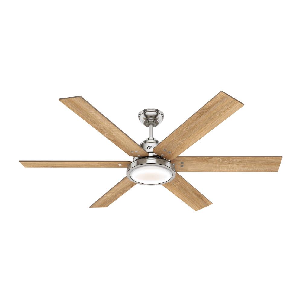 Hunter 60 inch Warrant ENERGY STAR® Brushed Nickel Ceiling Fan with LED Light Kit and Wall Control